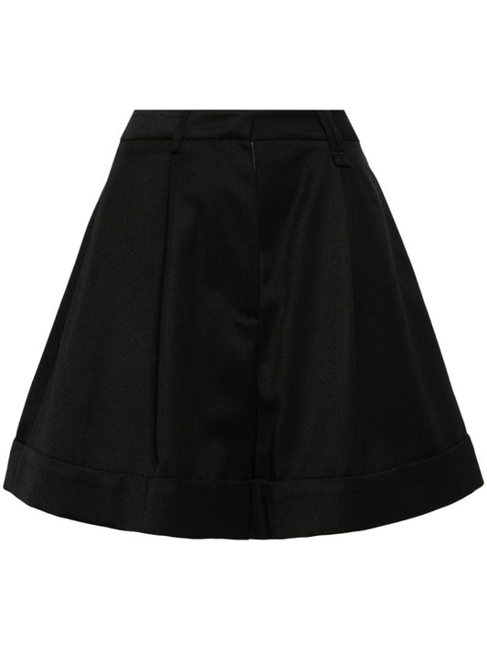 Black Wide-leg Twill Shorts