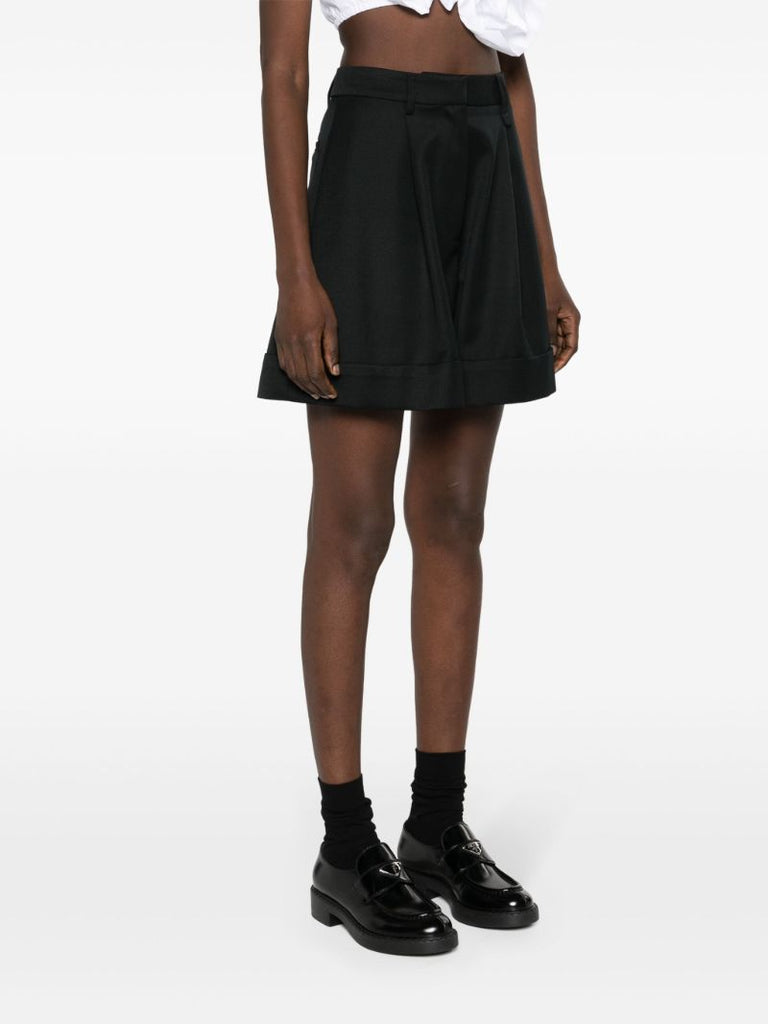 Black Wide-leg Twill Shorts