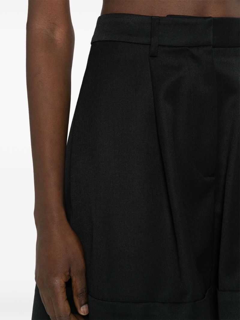 Black Wide-leg Twill Shorts
