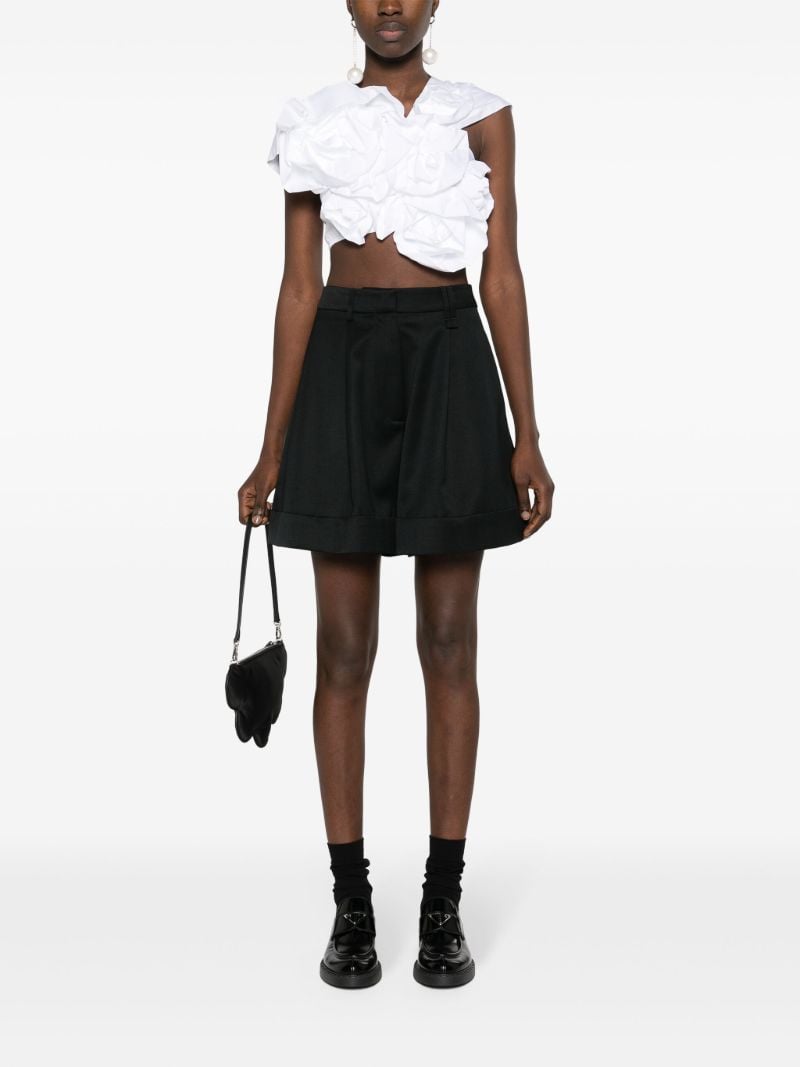 Black Wide-leg Twill Shorts