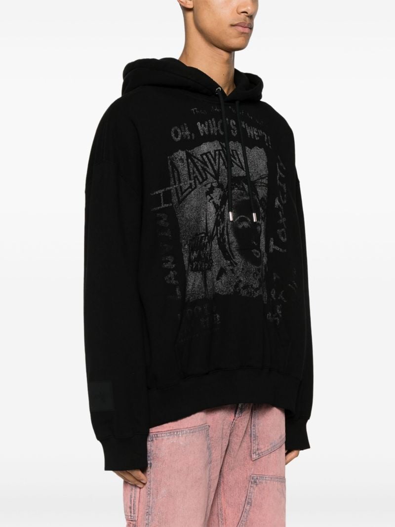 Black Graphic Print Cotton Hoodie