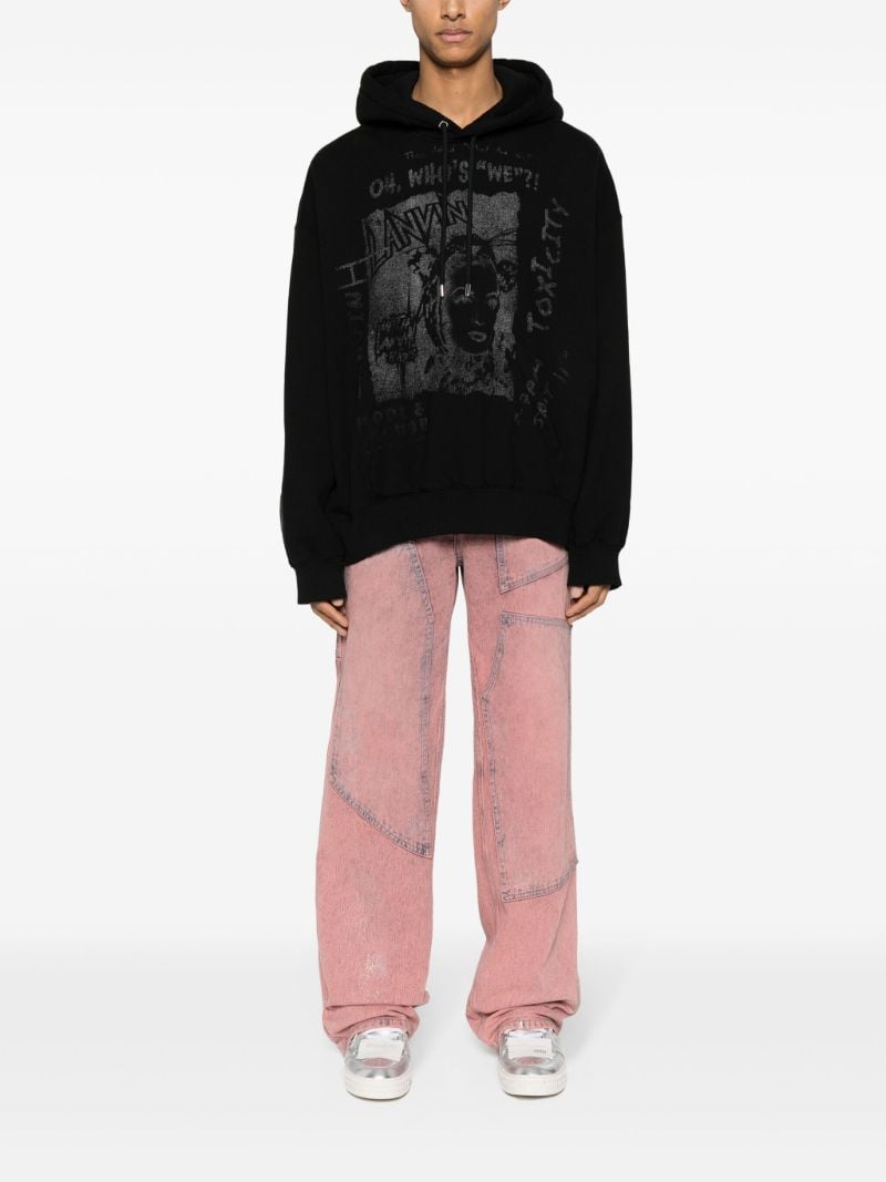 Black Graphic Print Cotton Hoodie