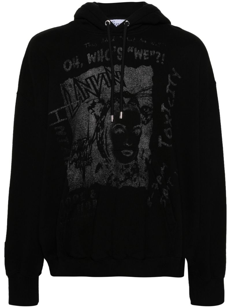 Black Graphic Print Cotton Hoodie