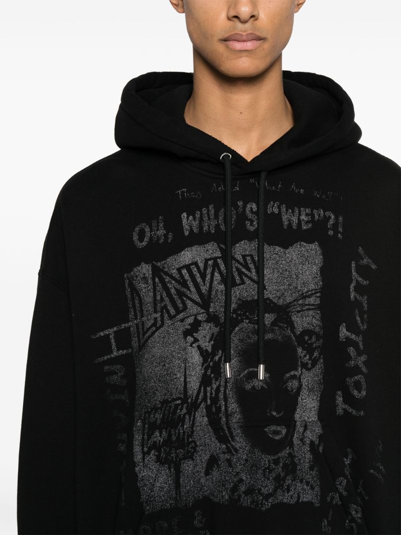 Black Graphic Print Cotton Hoodie
