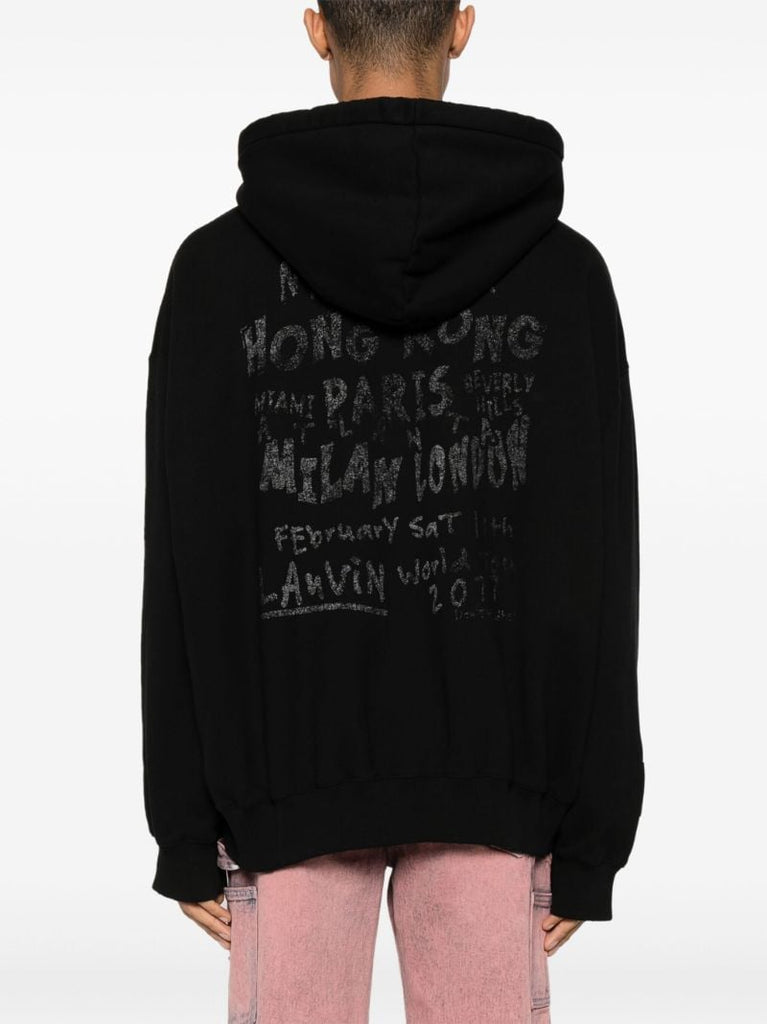 Black Graphic Print Cotton Hoodie
