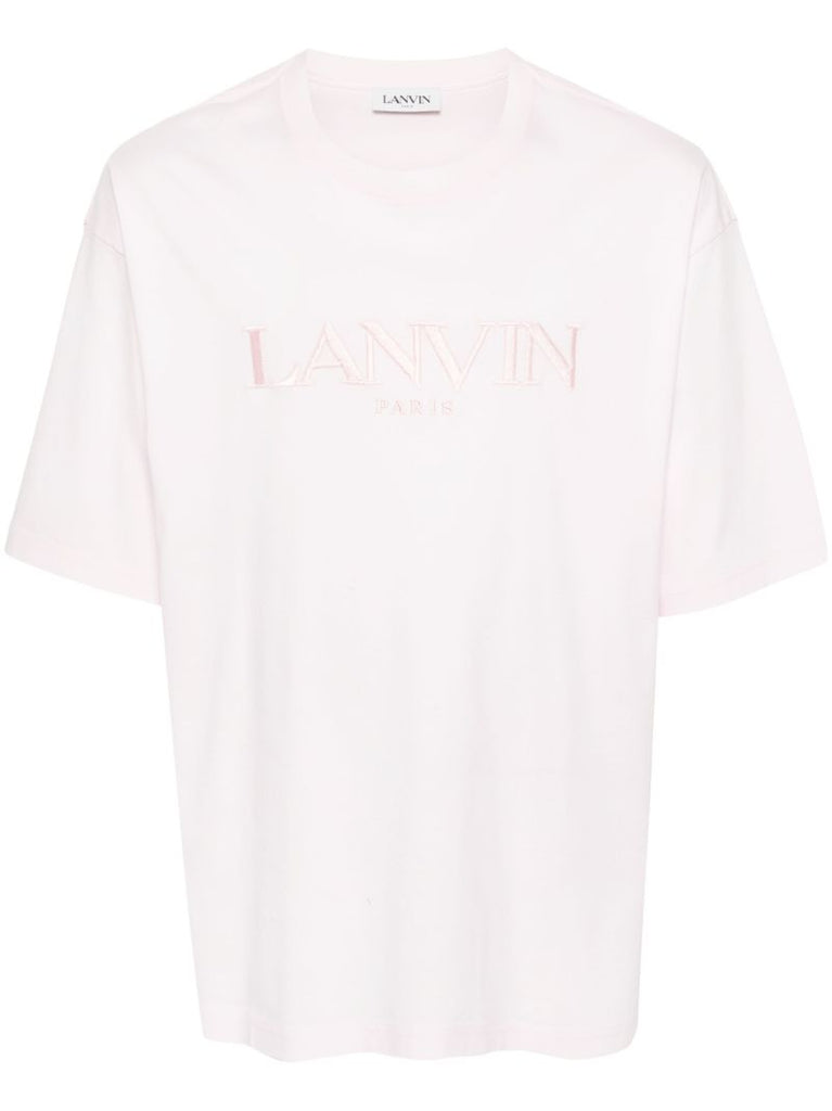 Pink Logo-embroidered Cotton T-shirt