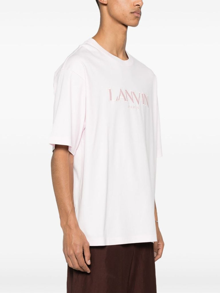 Pink Logo-embroidered Cotton T-shirt