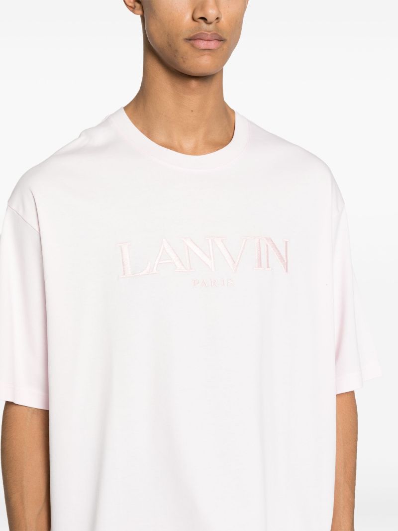 Pink Logo-embroidered Cotton T-shirt