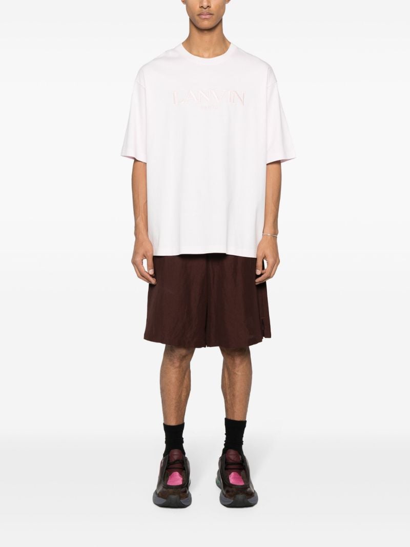 Pink Logo-embroidered Cotton T-shirt