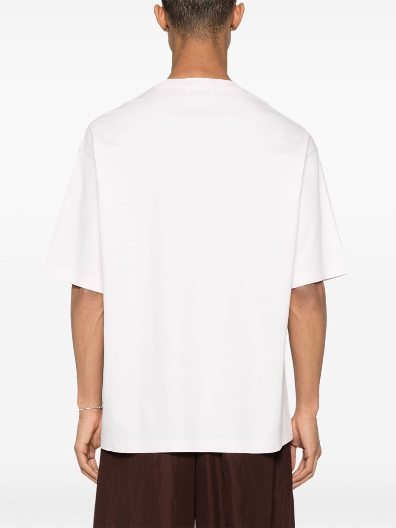 Pink Logo-embroidered Cotton T-shirt