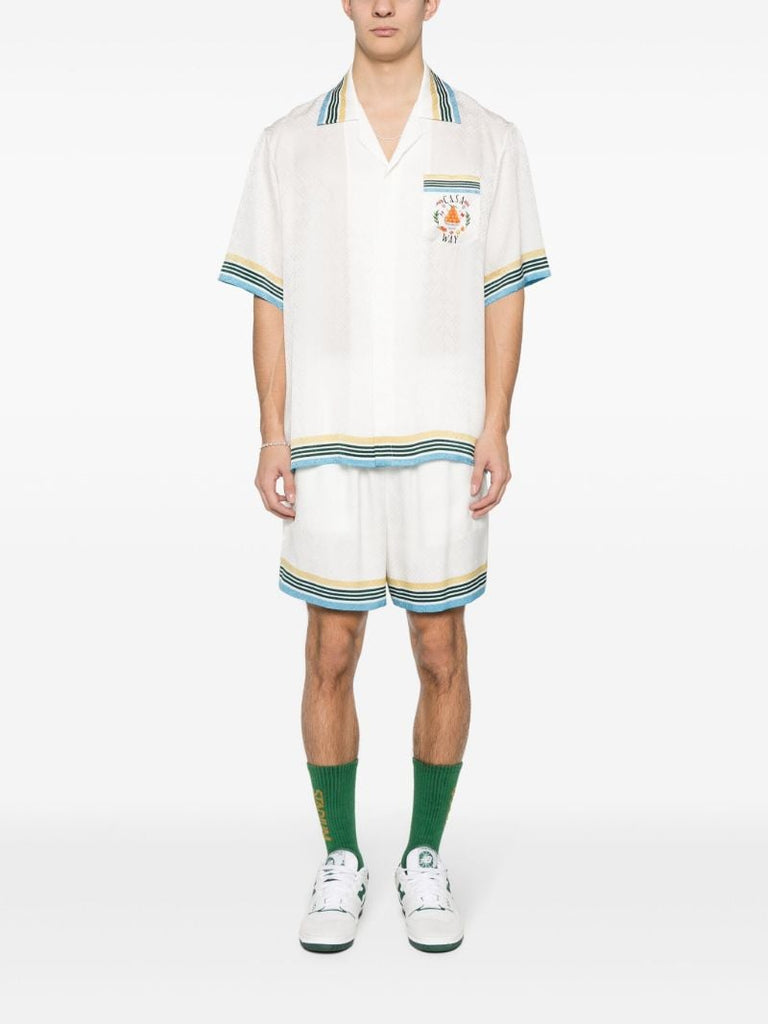 White Casa Way Monogram Track Shorts