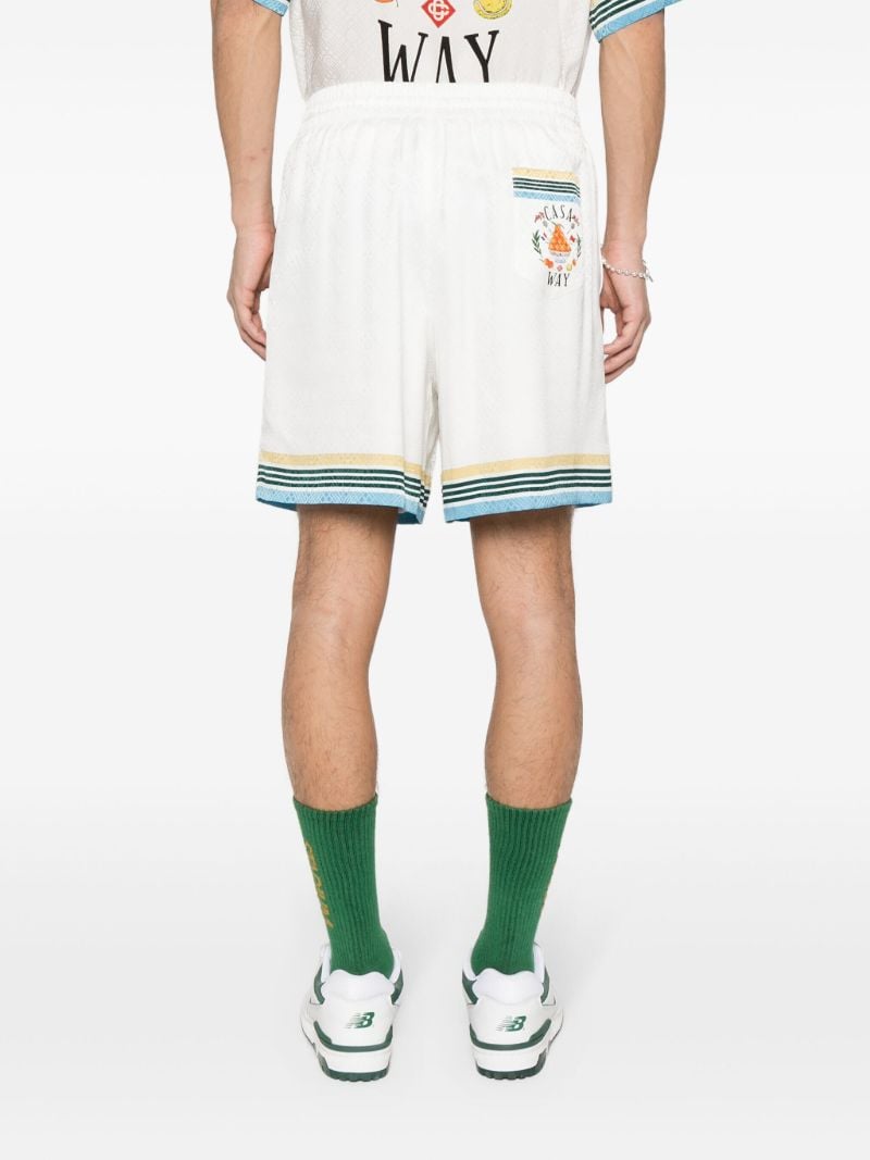 White Casa Way Monogram Track Shorts