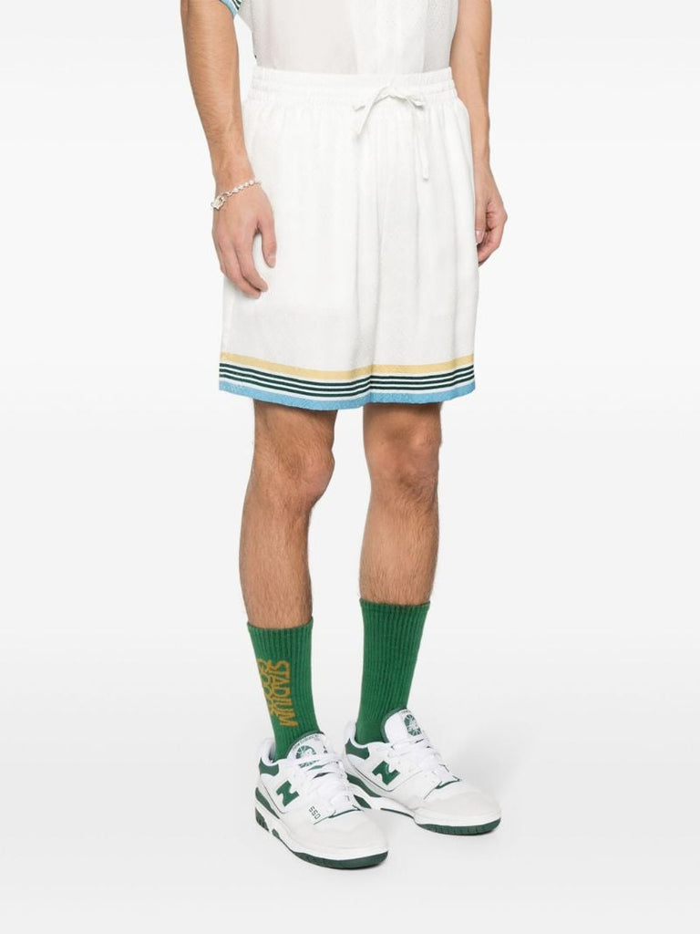 White Casa Way Monogram Track Shorts