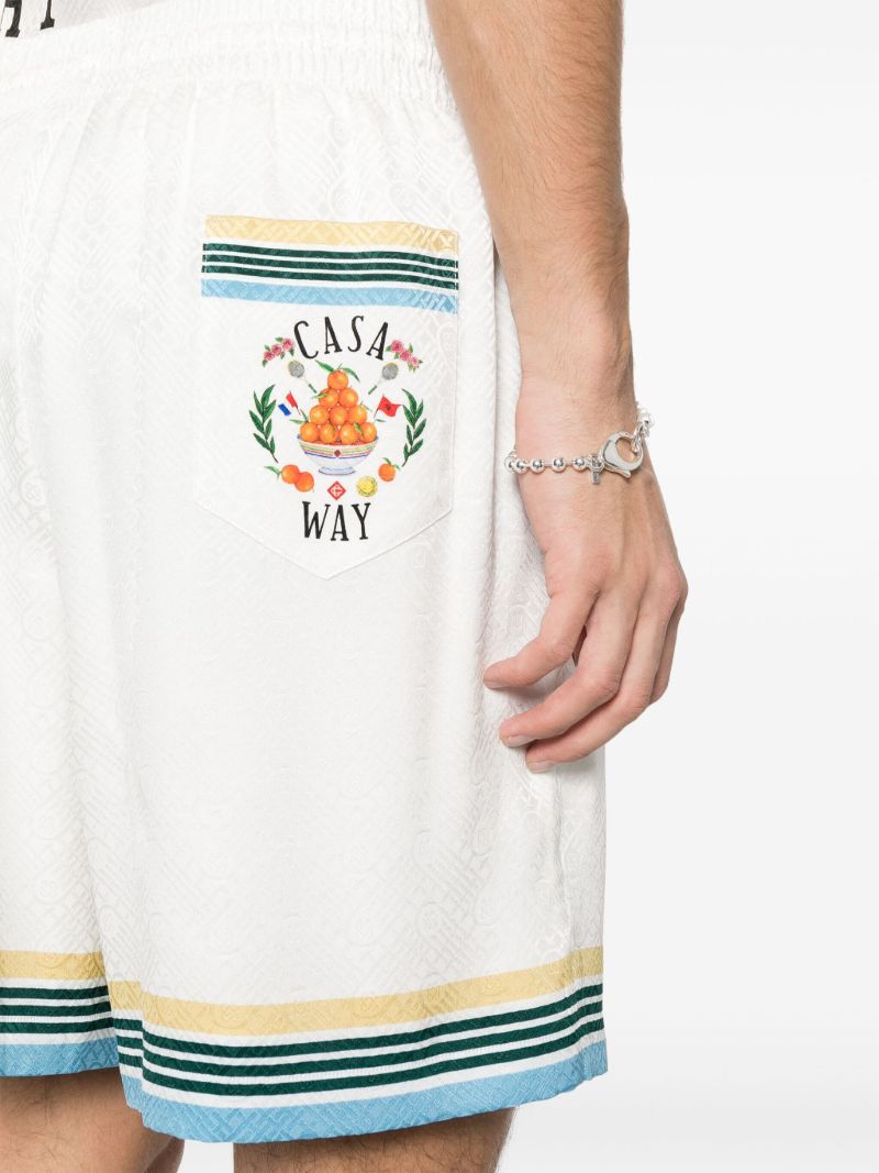 White Casa Way Monogram Track Shorts
