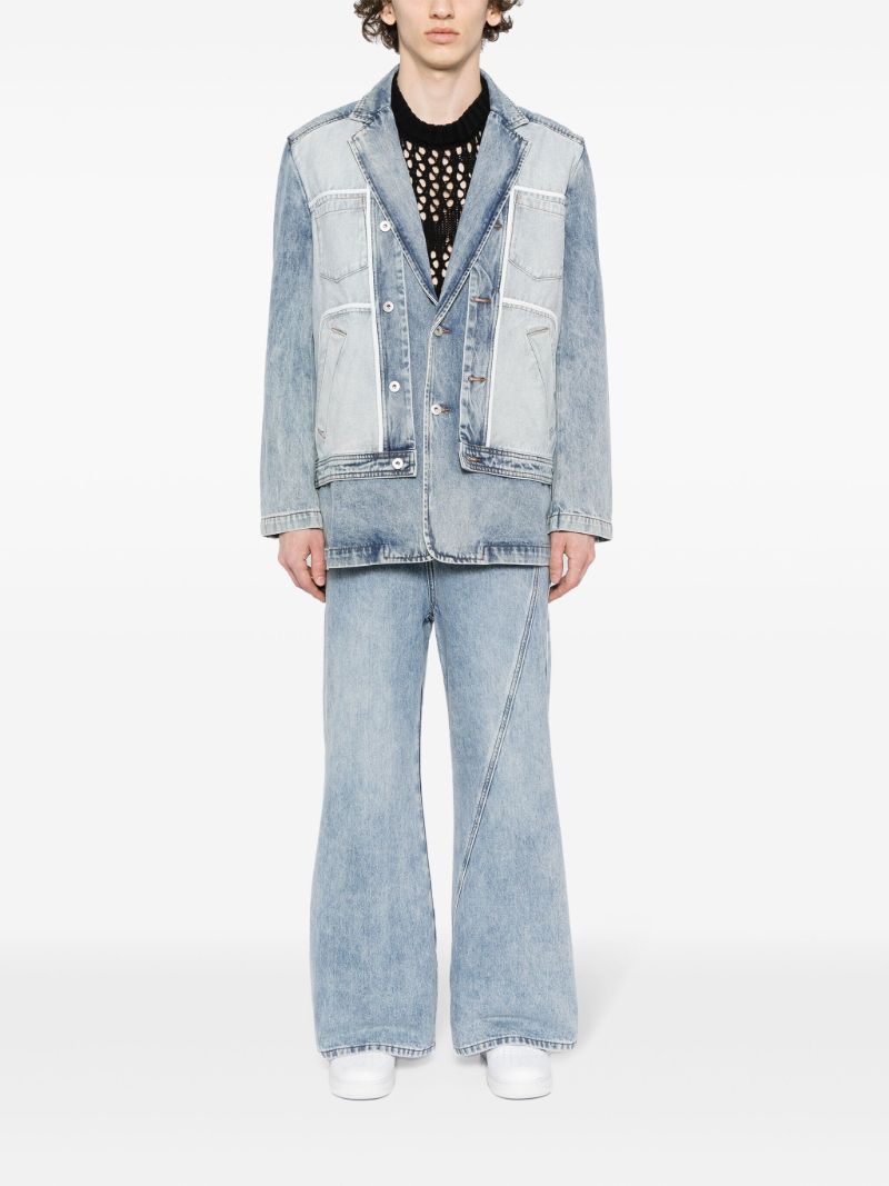 Blue Crossover Waist Wide-leg Jeans
