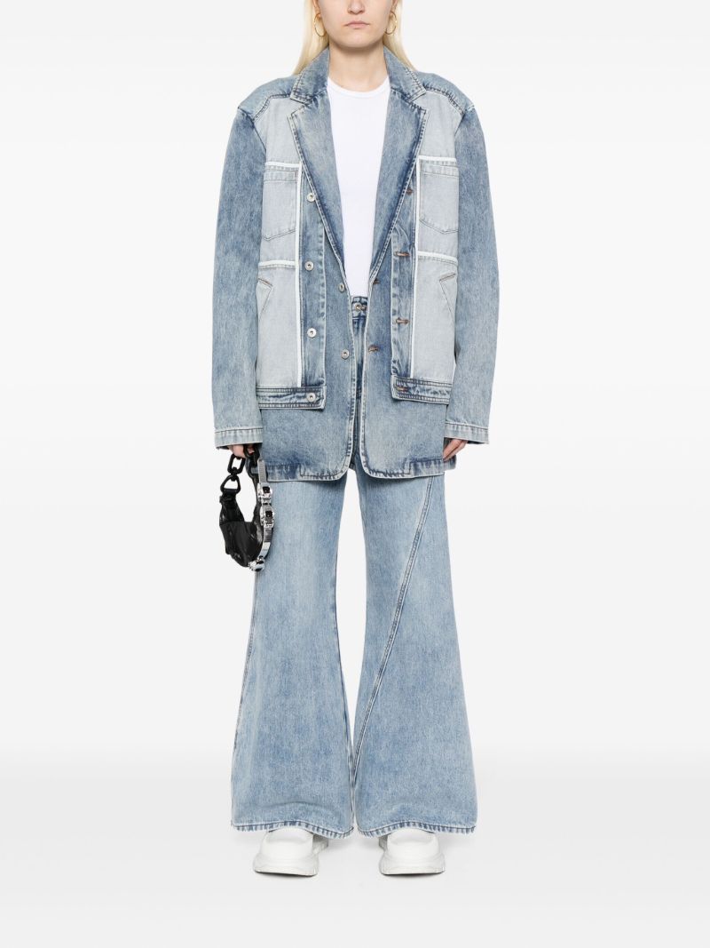 Blue Crossover Waist Wide-leg Jeans