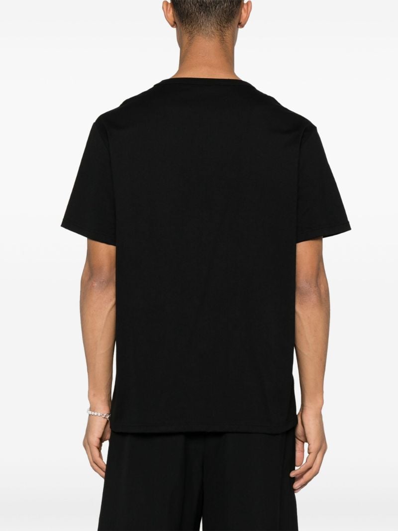 Black Skull Print Cotton T-shirt
