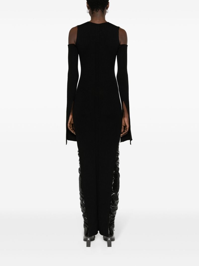 Black Ribbed Cold-shoulder Dress