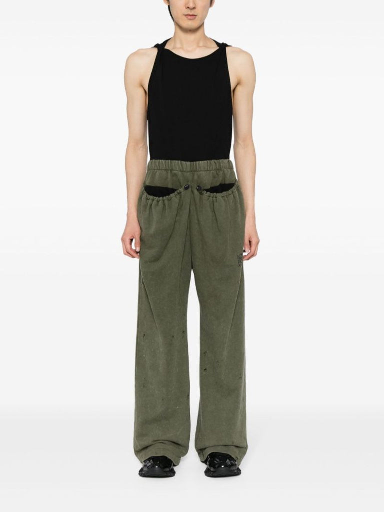 Green Straight-leg Elasticated Track Pants