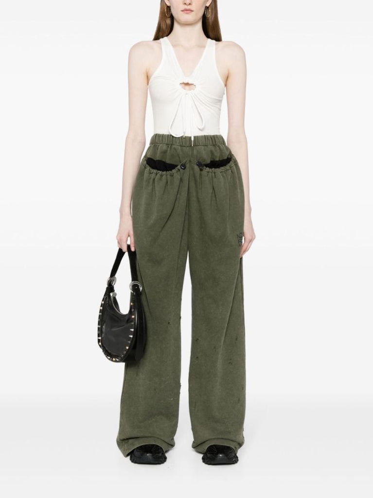 Green Straight-leg Elasticated Track Pants