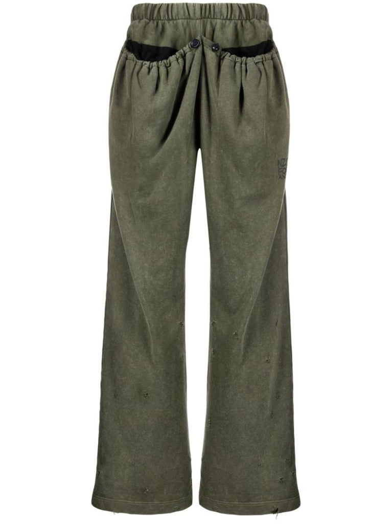 Green Straight-leg Elasticated Track Pants