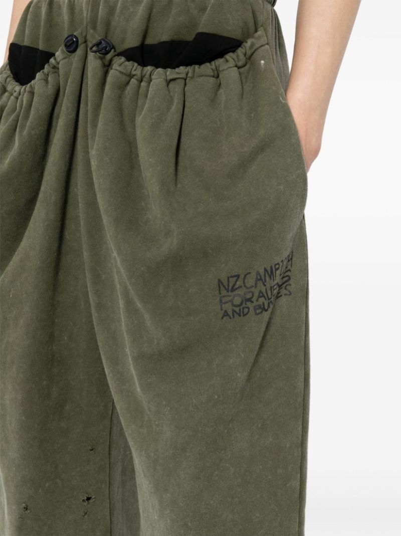 Green Straight-leg Elasticated Track Pants