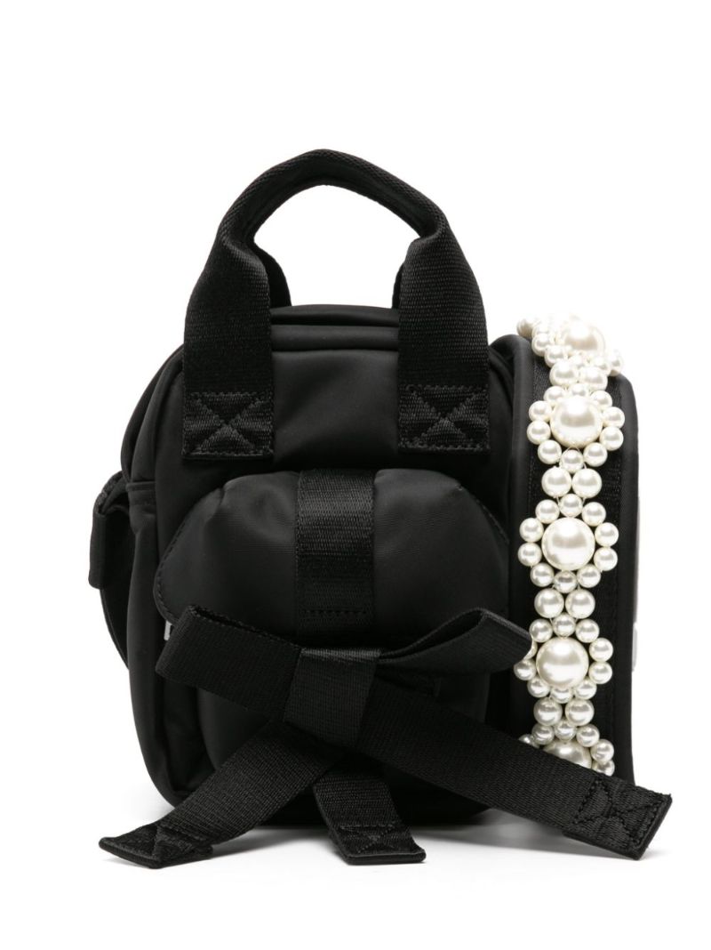 Black Beaded Classic Bow Cross Body Bag
