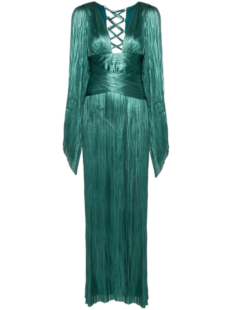 Green Alana PlissÃ_x0083_Â© Column Gown