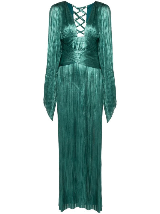 Green Alana PlissÃ_x0083_Â© Column Gown