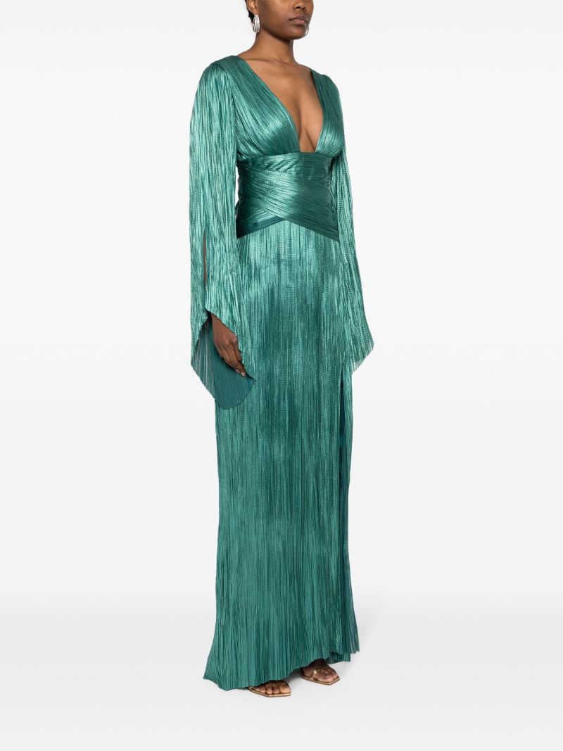 Green Alana PlissÃ_x0083_Â© Column Gown