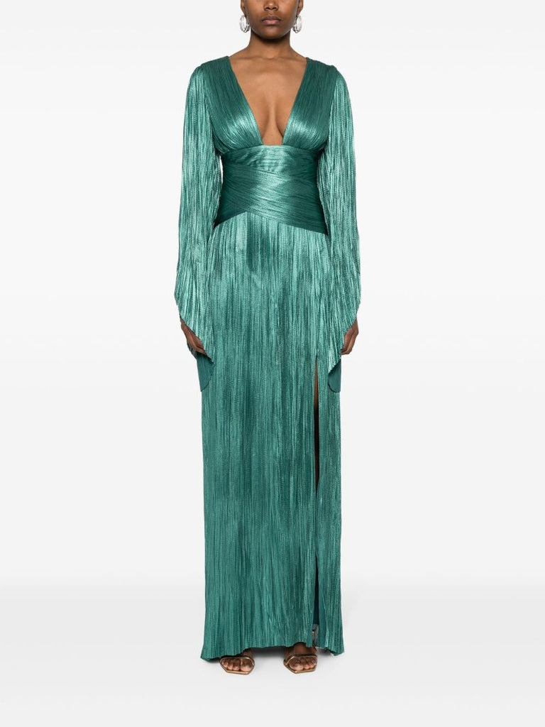 Green Alana PlissÃ_x0083_Â© Column Gown