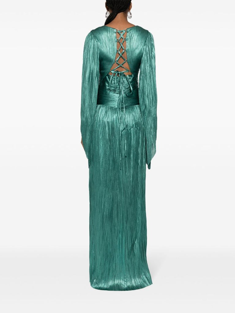 Green Alana PlissÃ_x0083_Â© Column Gown