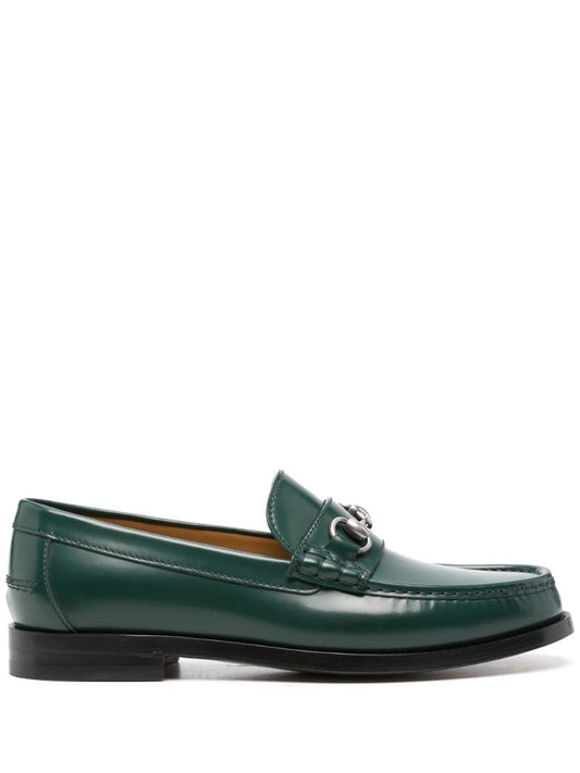 Green Horsebit Leather Loafers