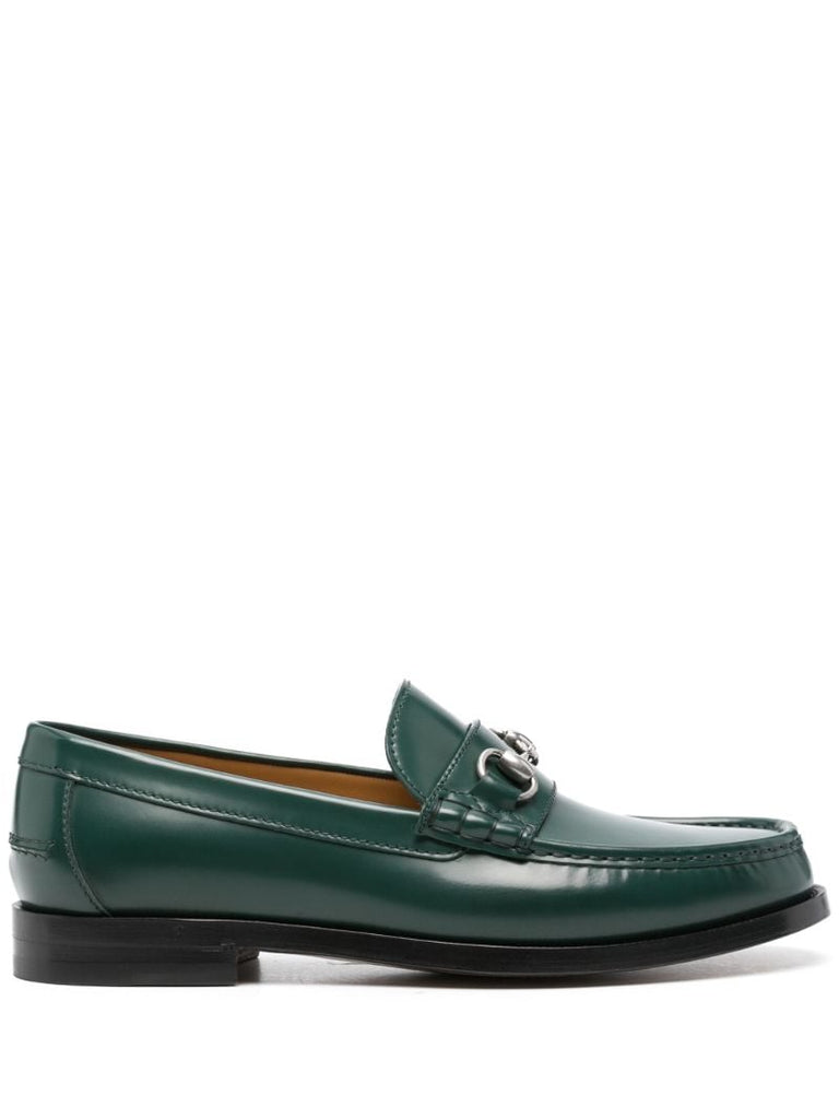 Green Horsebit Leather Loafers