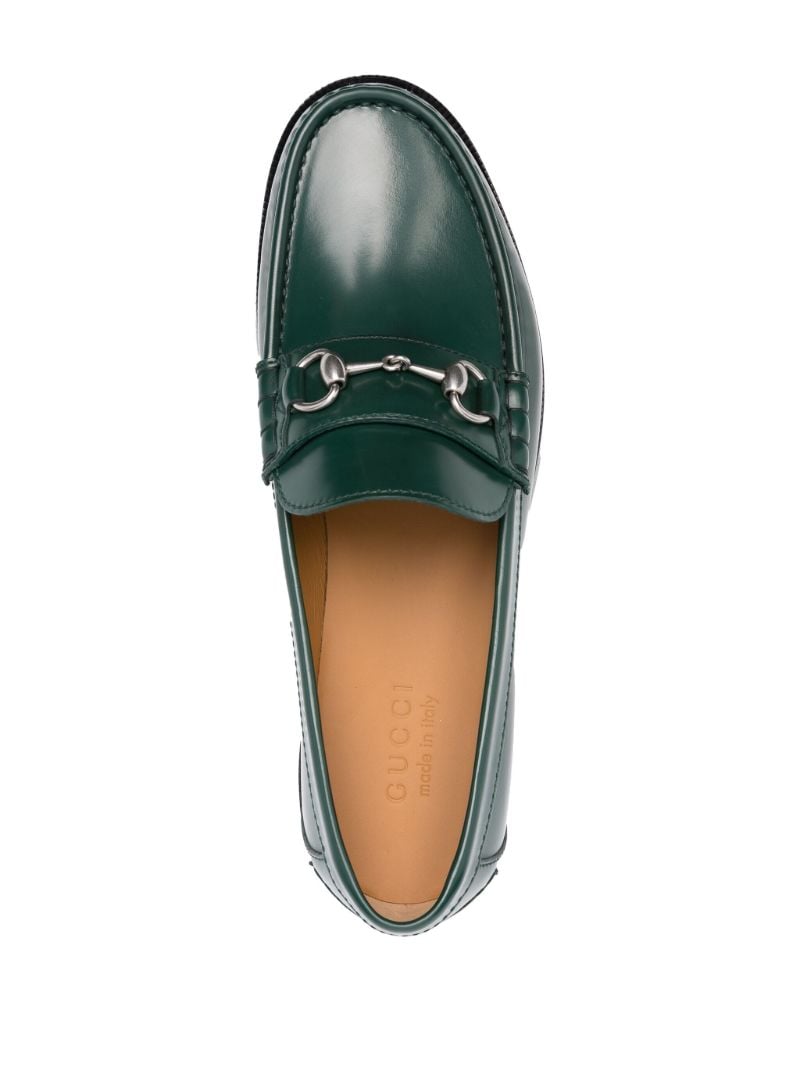 Green Horsebit Leather Loafers