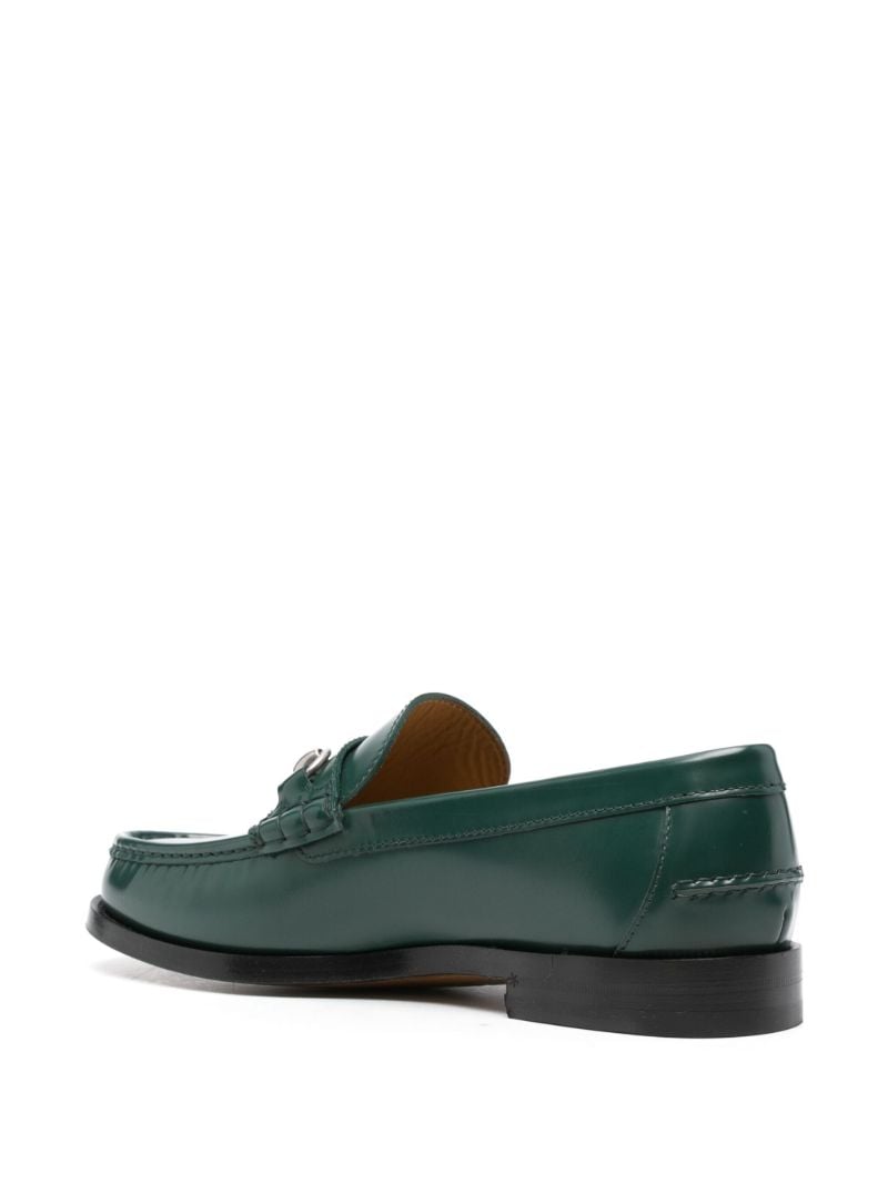 Green Horsebit Leather Loafers