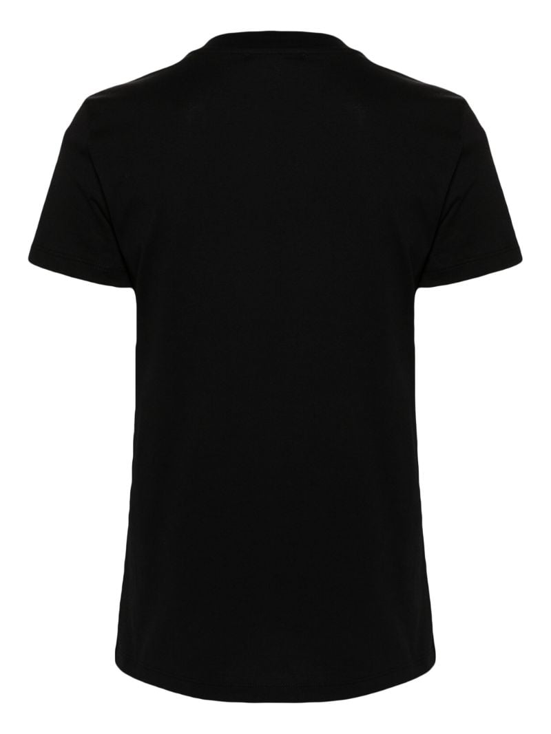 Black Rhinestone-logo Cotton T-shirt
