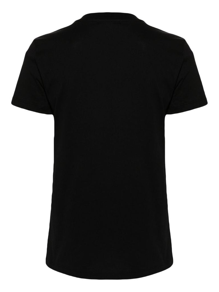 Black Rhinestone-logo Cotton T-shirt