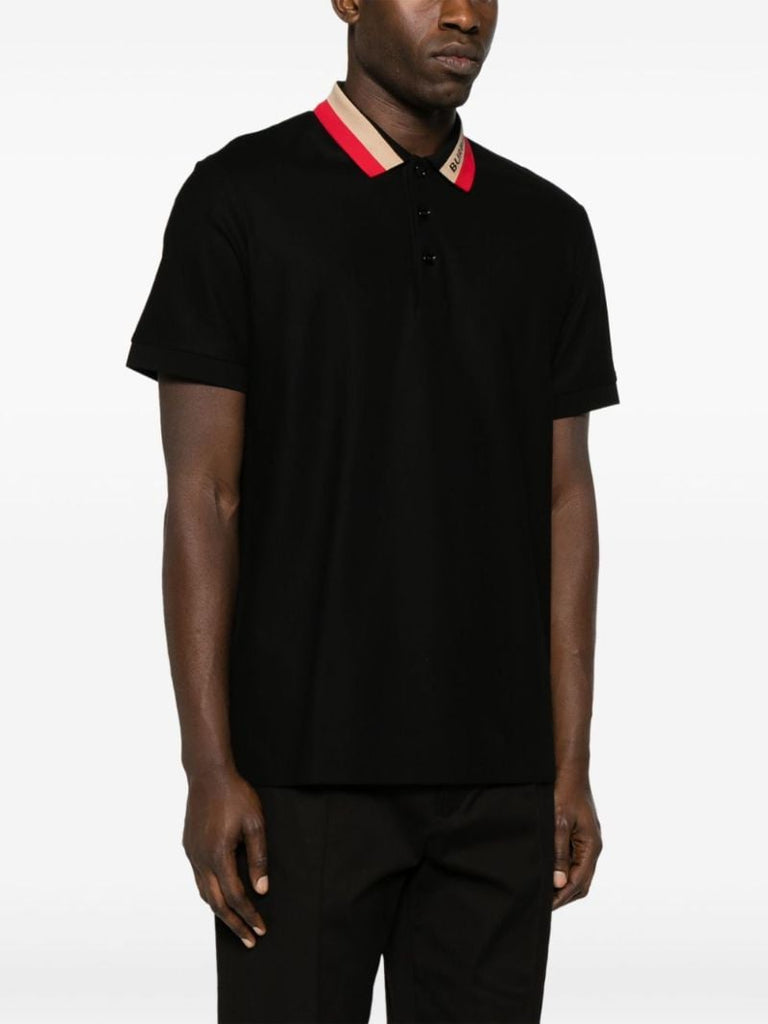 Black Contrasting-collar Polo Shirt