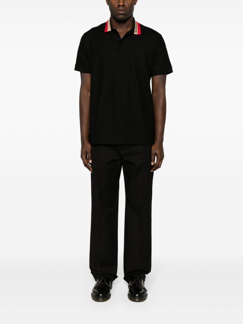 Black Contrasting-collar Polo Shirt
