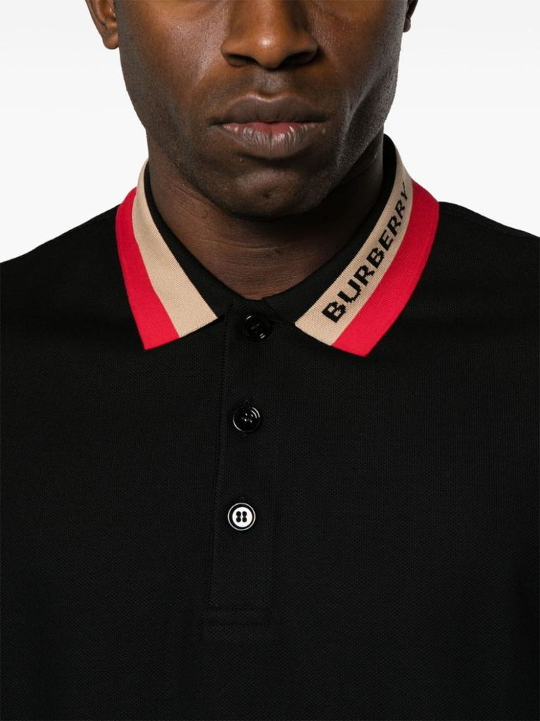 Black Contrasting-collar Polo Shirt