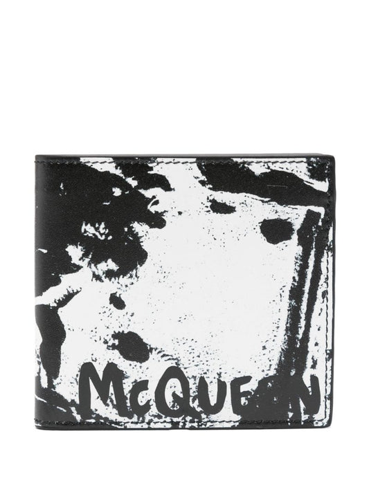 Neutral Graffiti-print Leather Wallet