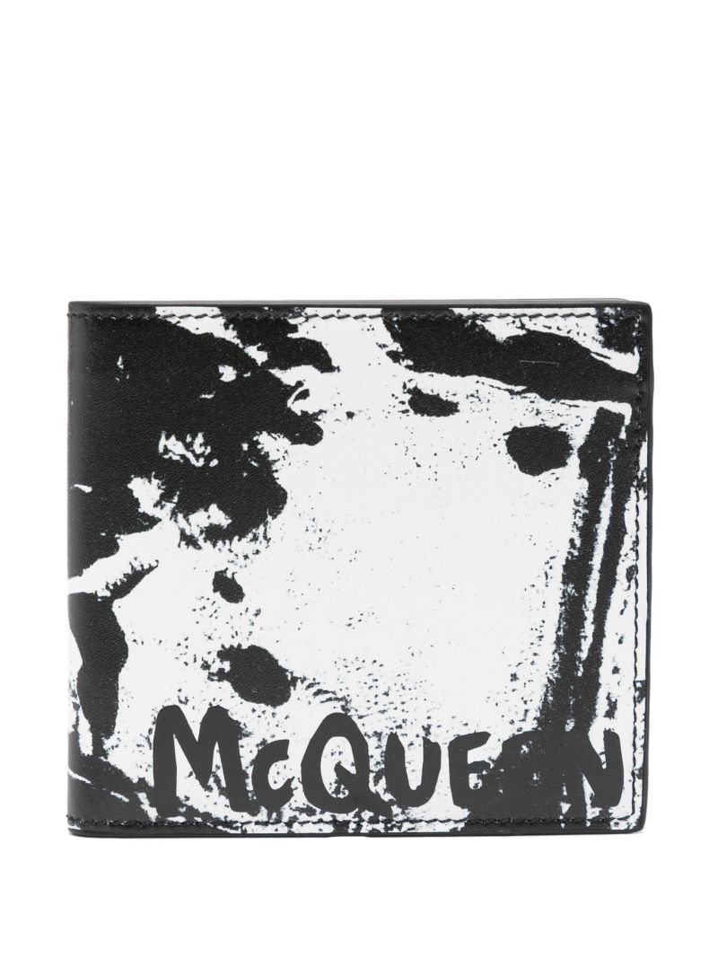 Neutral Graffiti-print Leather Wallet