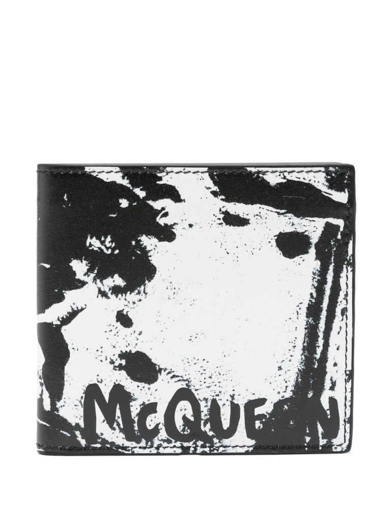Neutral Graffiti-print Leather Wallet