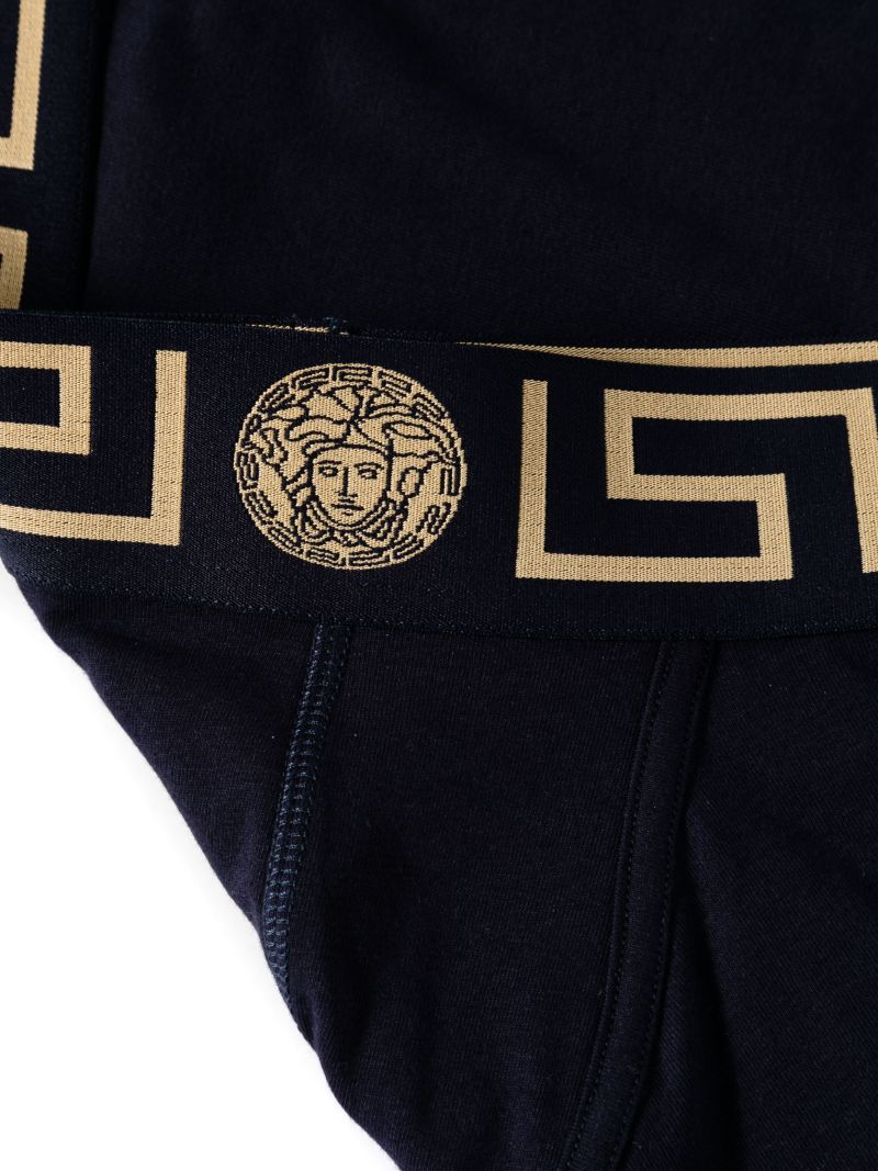 White and Blue Greca Border Boxer Briefs Set