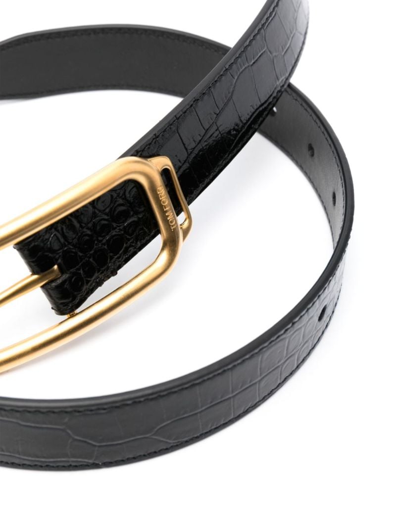 Black Crocodile-effect Leather Belt