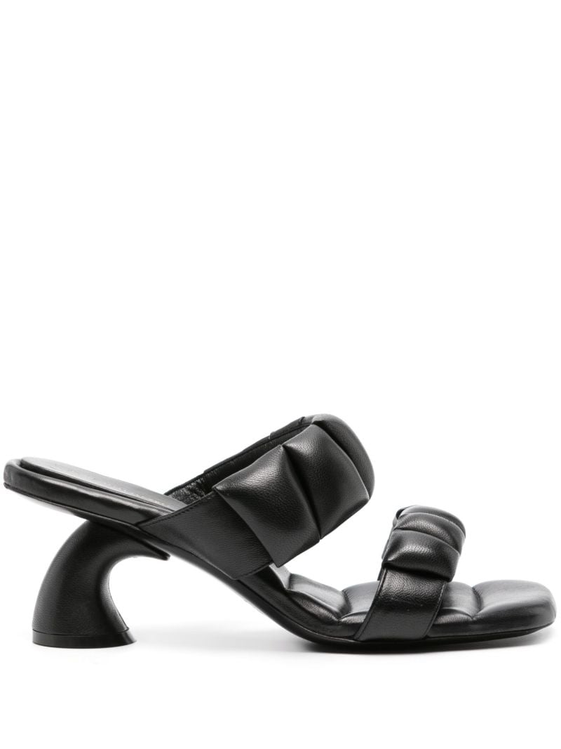 Black 80mm Padded Leather Mules