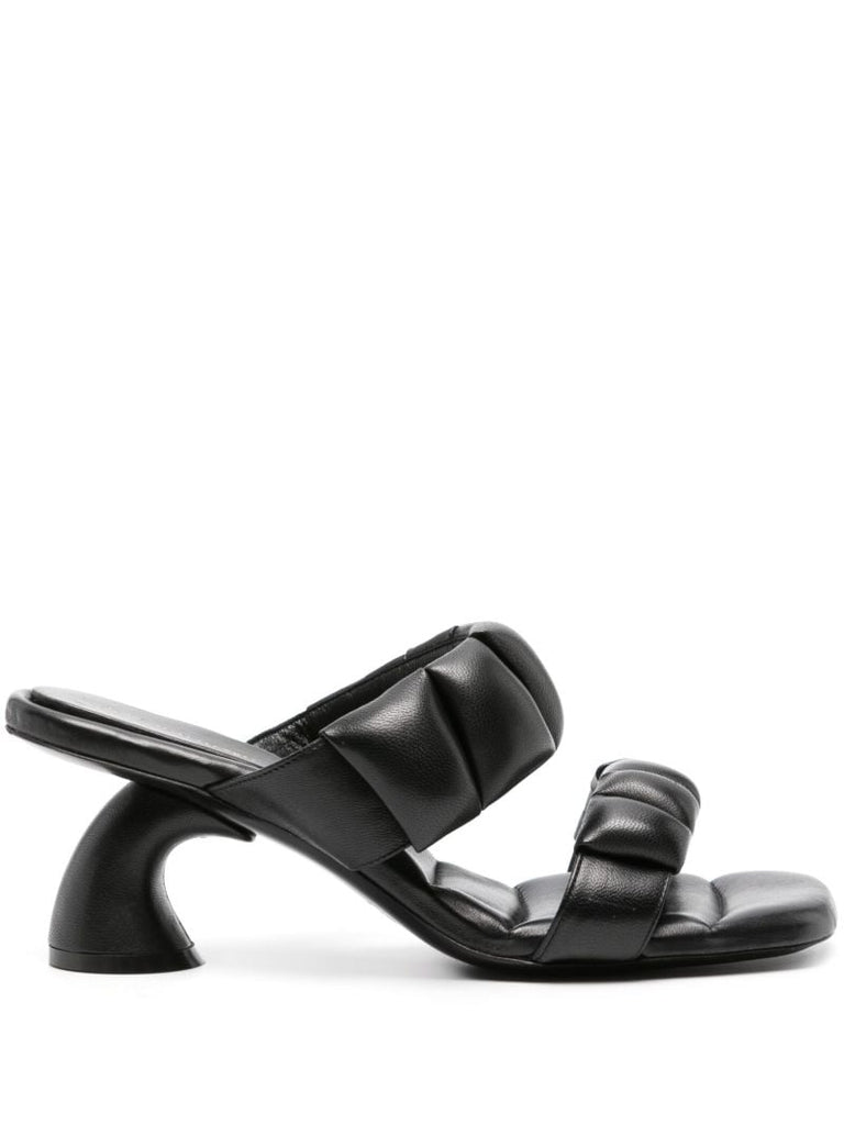 Black 80mm Padded Leather Mules