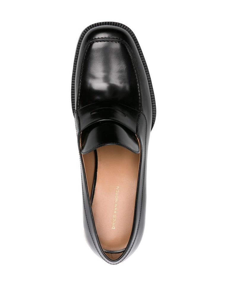 Black 55mm Leather Loafers