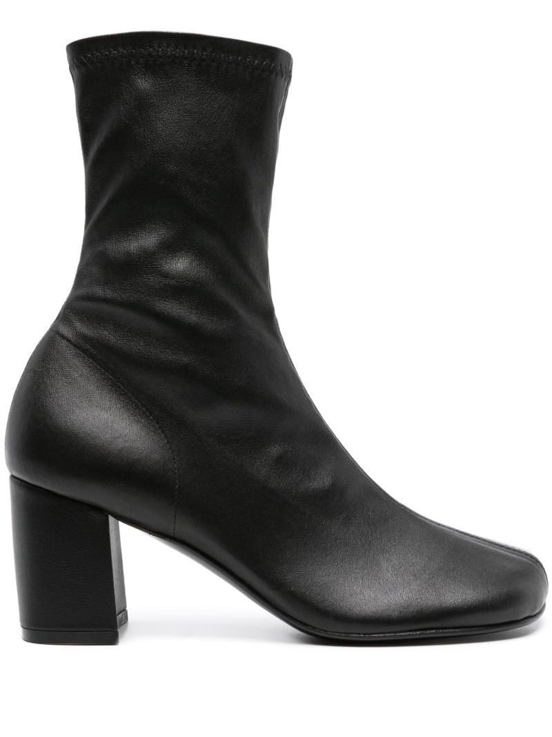 Black 75mm Ankle Leather Boots
